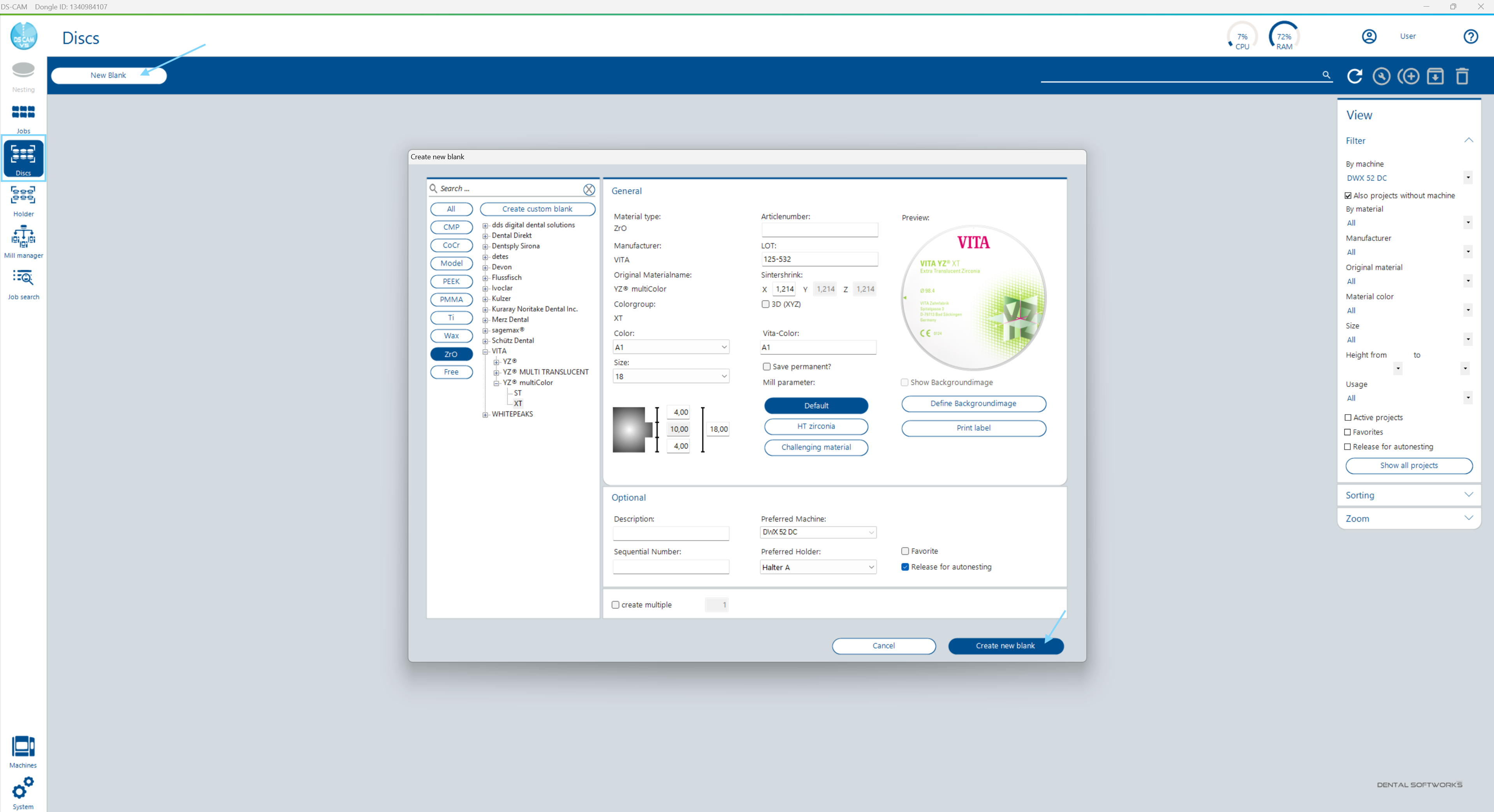 Disc Dialog – Create New Disc