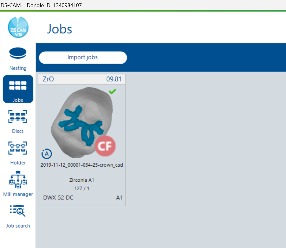 Jobs Dialog – Import View