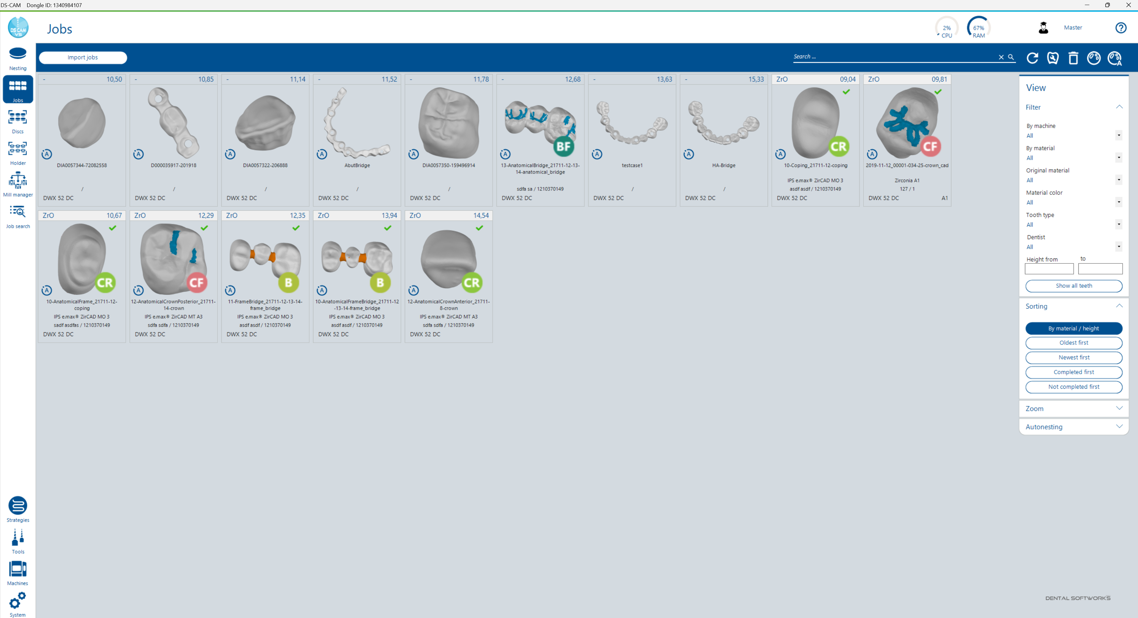 Jobs Dialog – Overview with Tiles and Sidebar