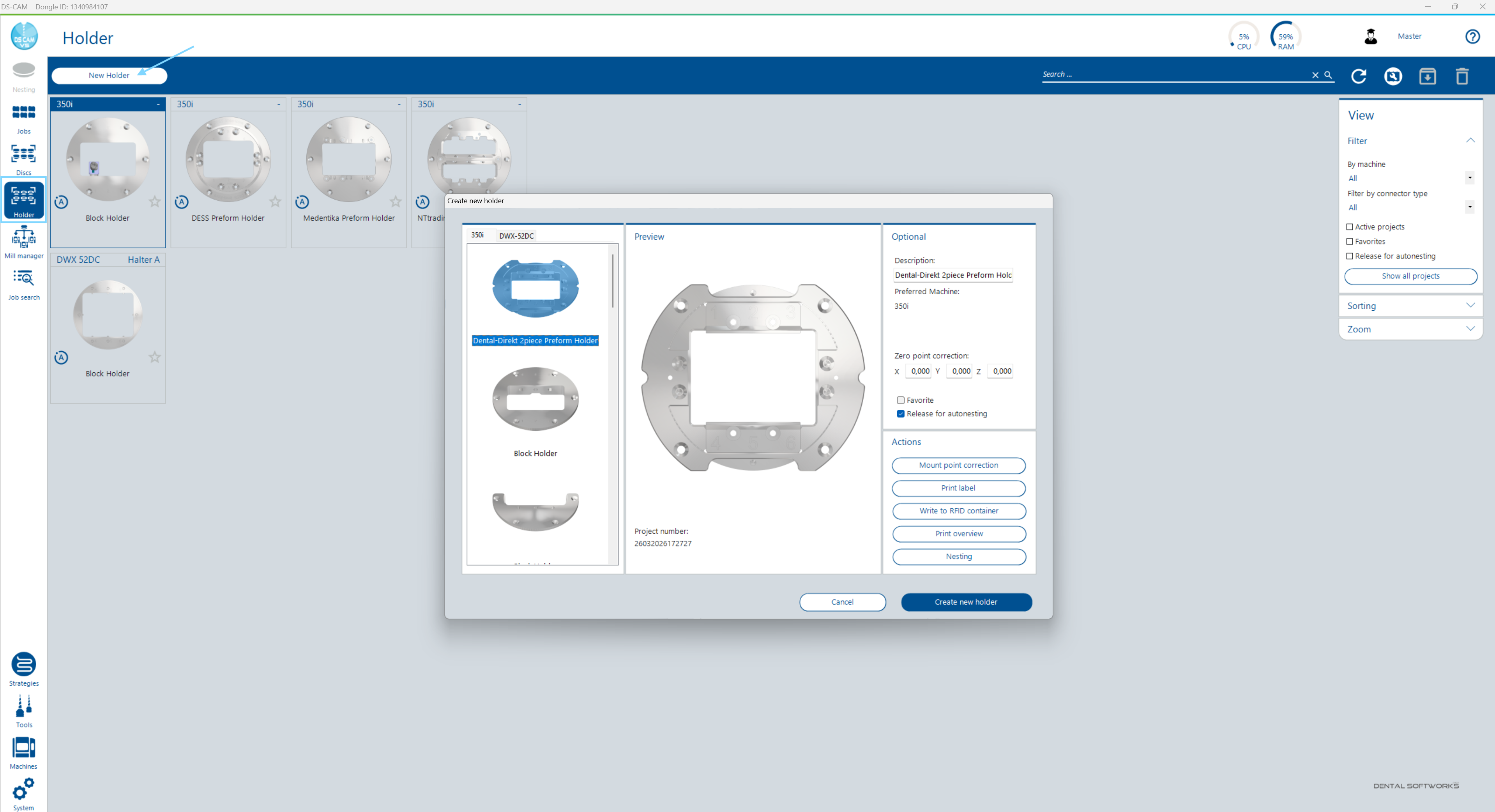 Create new holder – Holder Selection