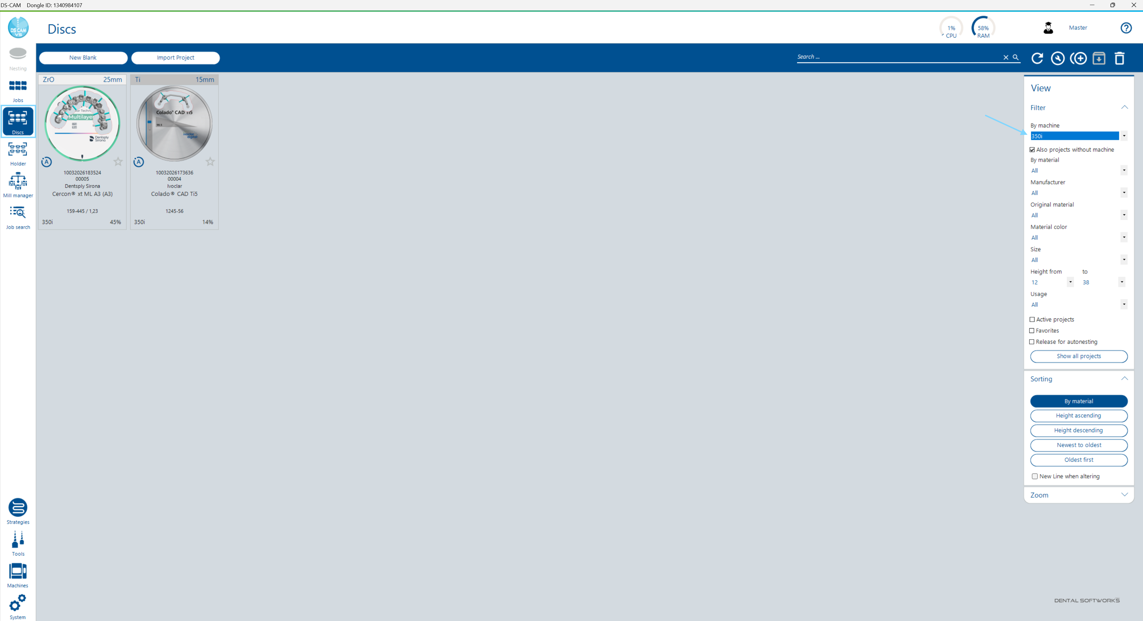 Discs Dialog – Filter Sidebar