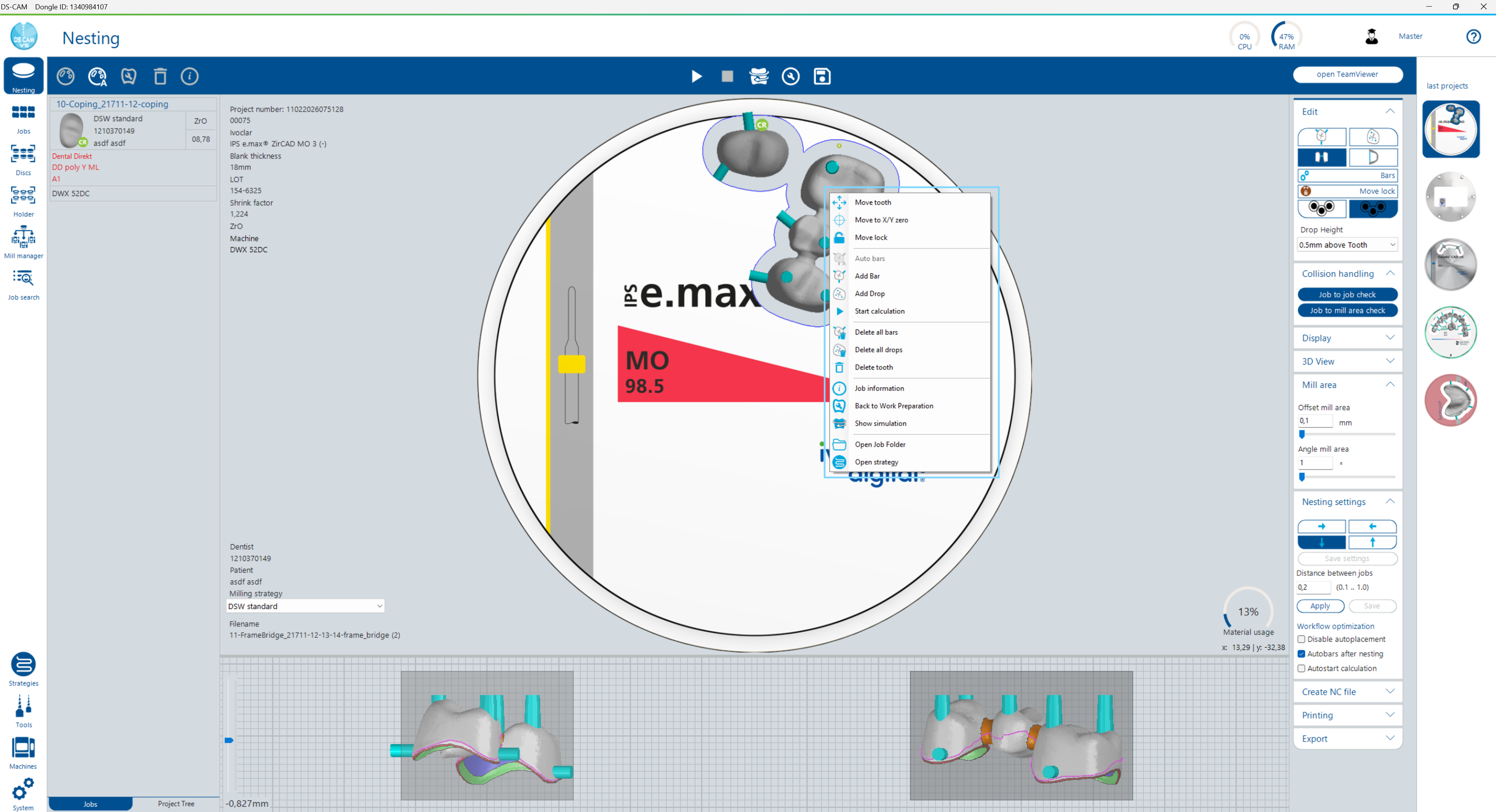 Context Menu of a Nested Job