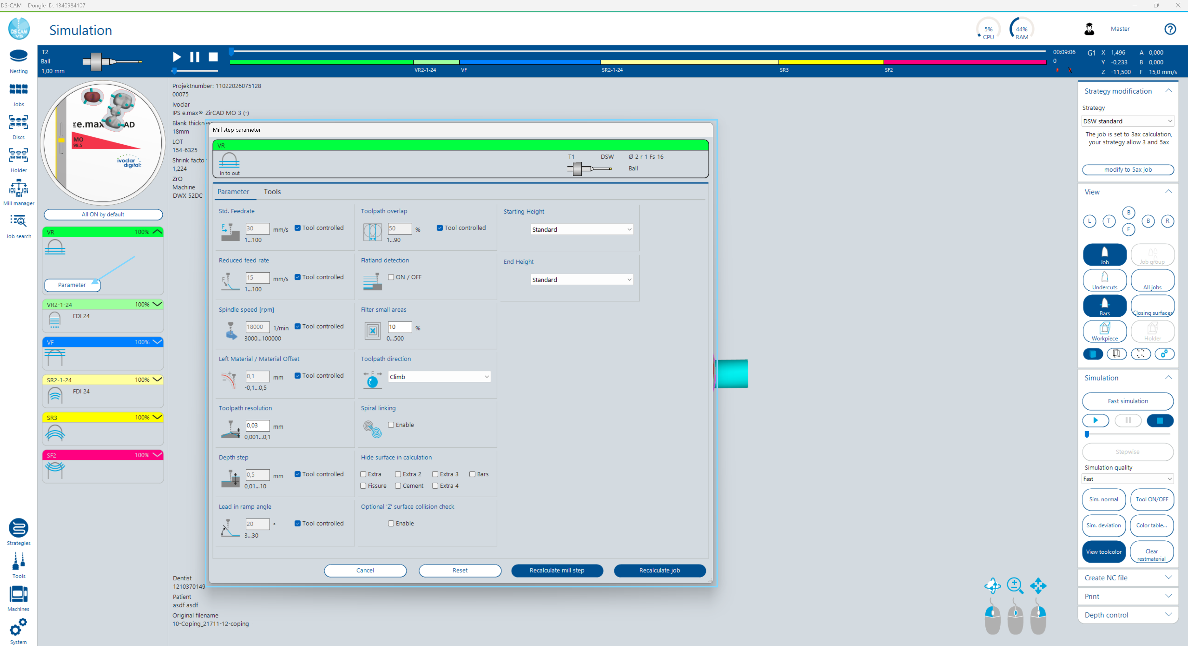 Parameter Dialog in the Simulation Window