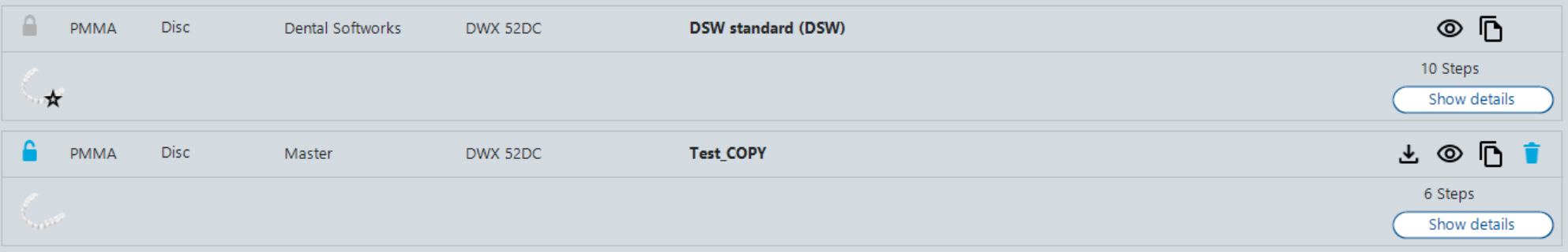 Single strategy box with all elements labeled (lock, material group, workpiece type, OEM, machine, name, icons, job types)